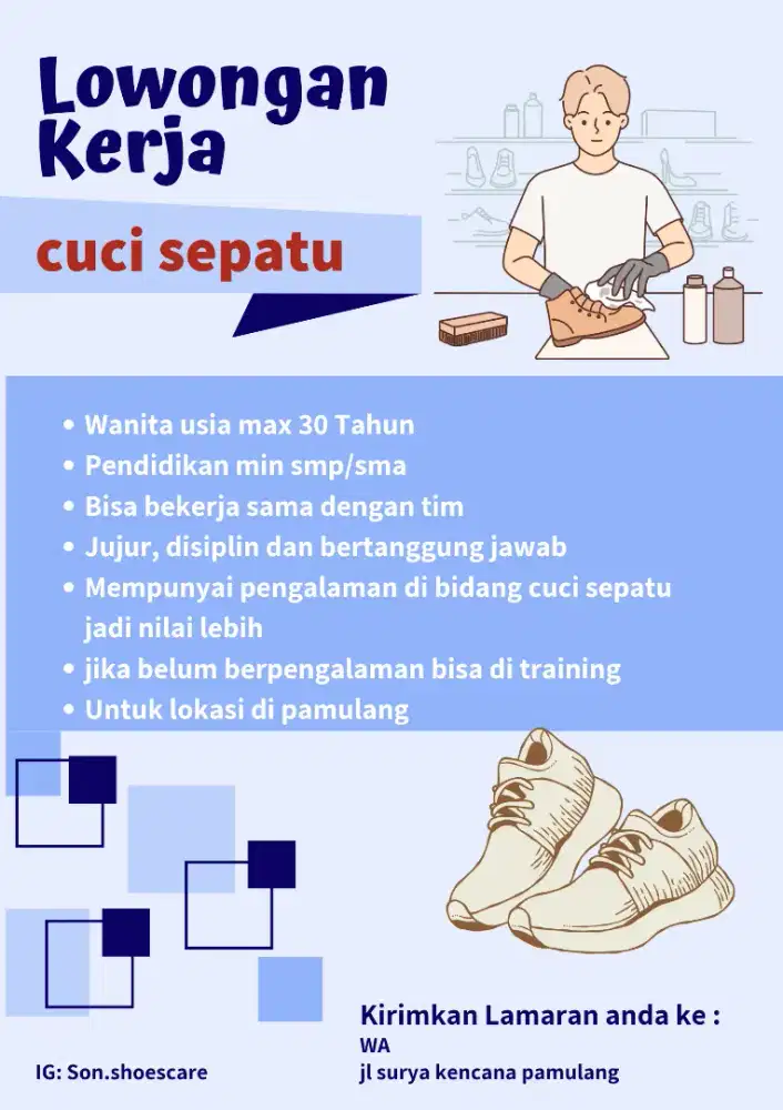 Lowongan cuci sepatu (shoes care)