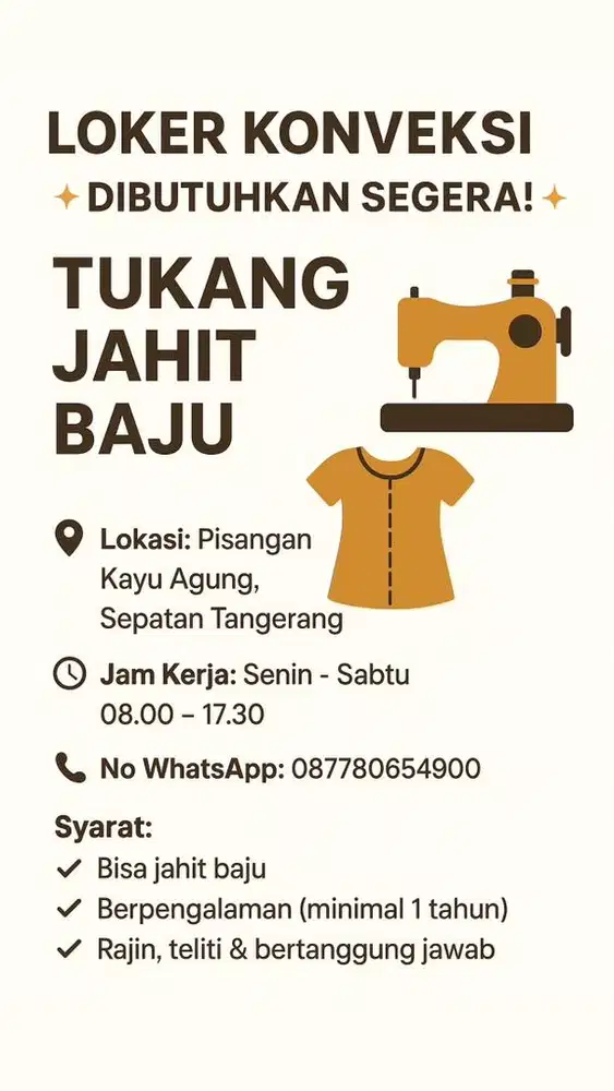 Tukang jahit konveksi baju satuan