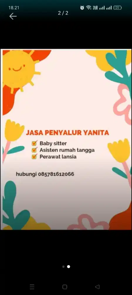 Jasa penyalur baby siter /ART/Perawat lansia/supir/tukang kebun