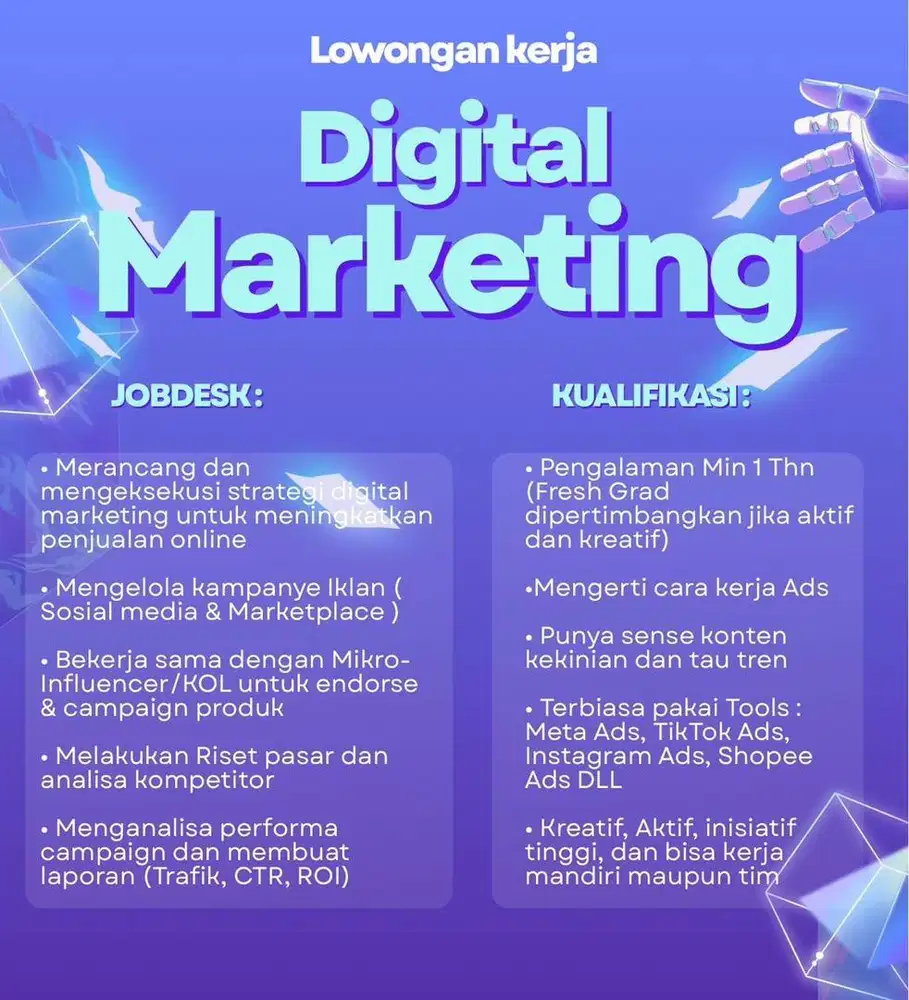 LOWONGAN DIGITAL MARKETING SOSIAL MEDIA