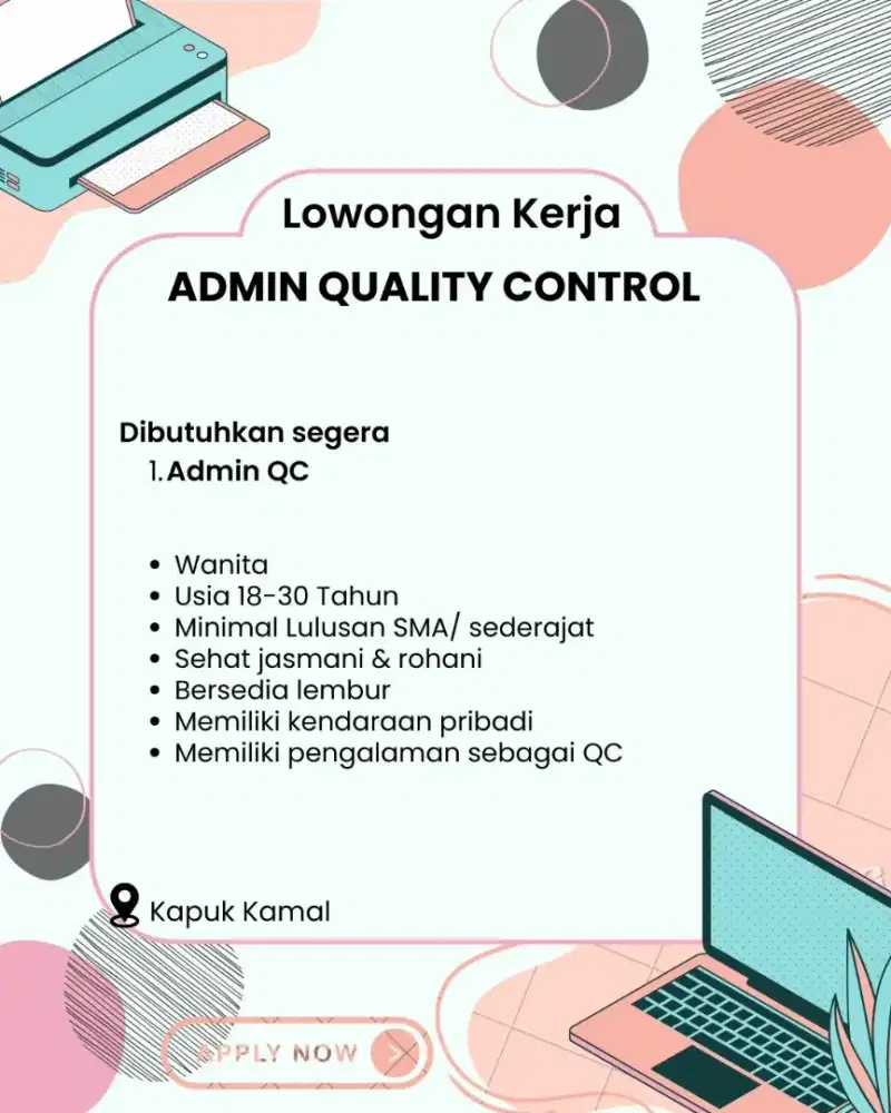 Lowongan Admin QC Gudang