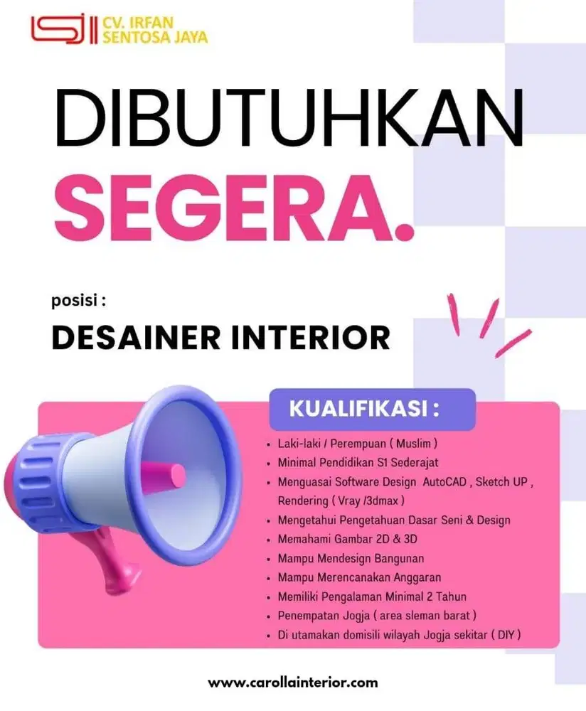 DIBUTUHKAN SEGER DESAINER INTERIOR