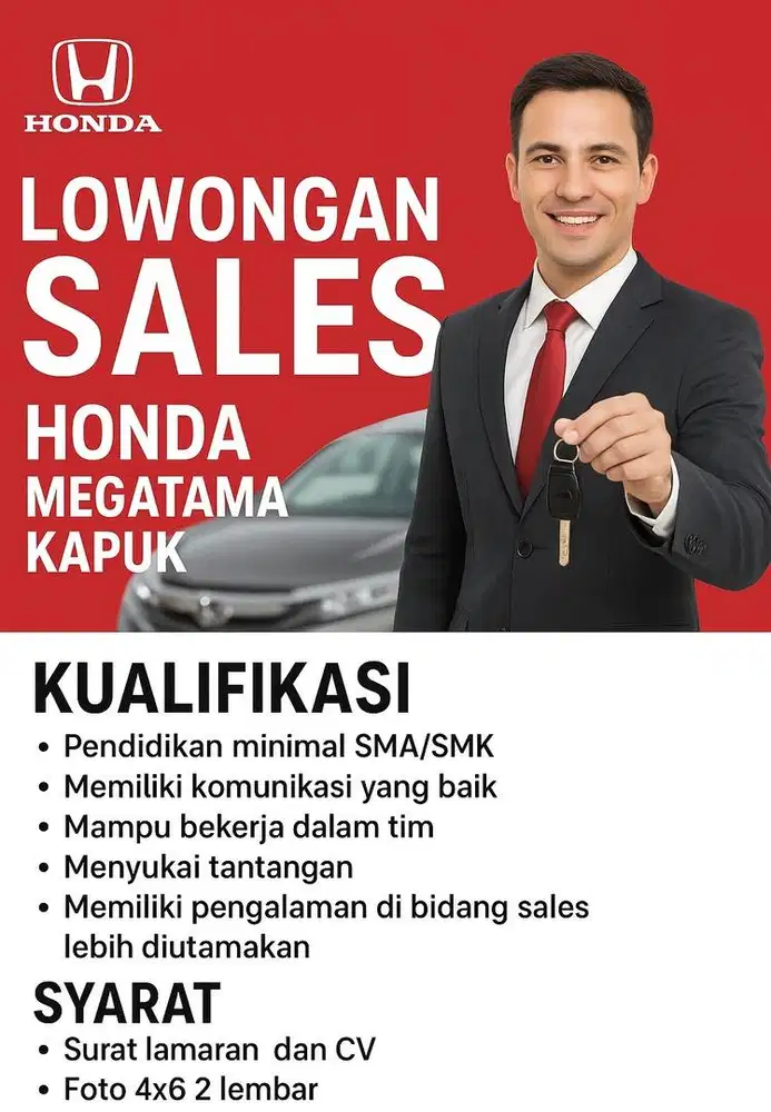 Lowongan Sales Mobil Honda Megatama Kapuk