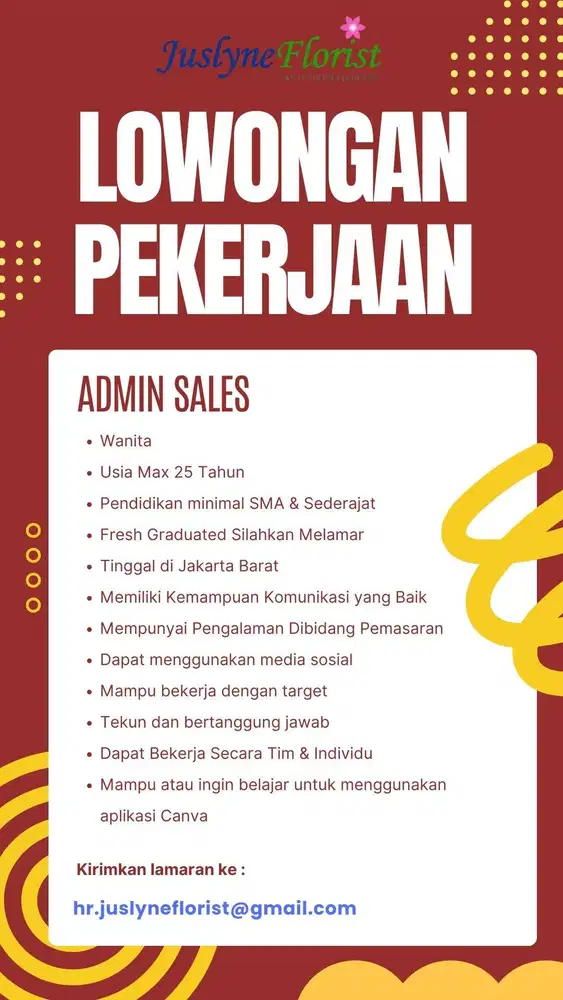 LOWONGAN KERJA ADMIN SALES