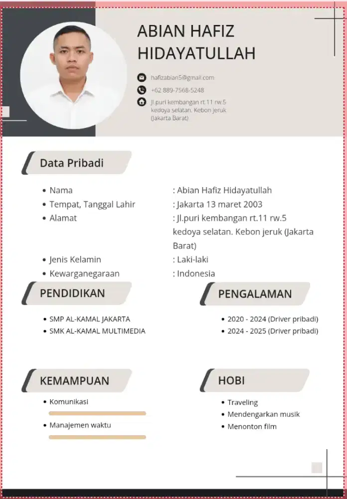Sedang mencari pekerjaan sebagai driver