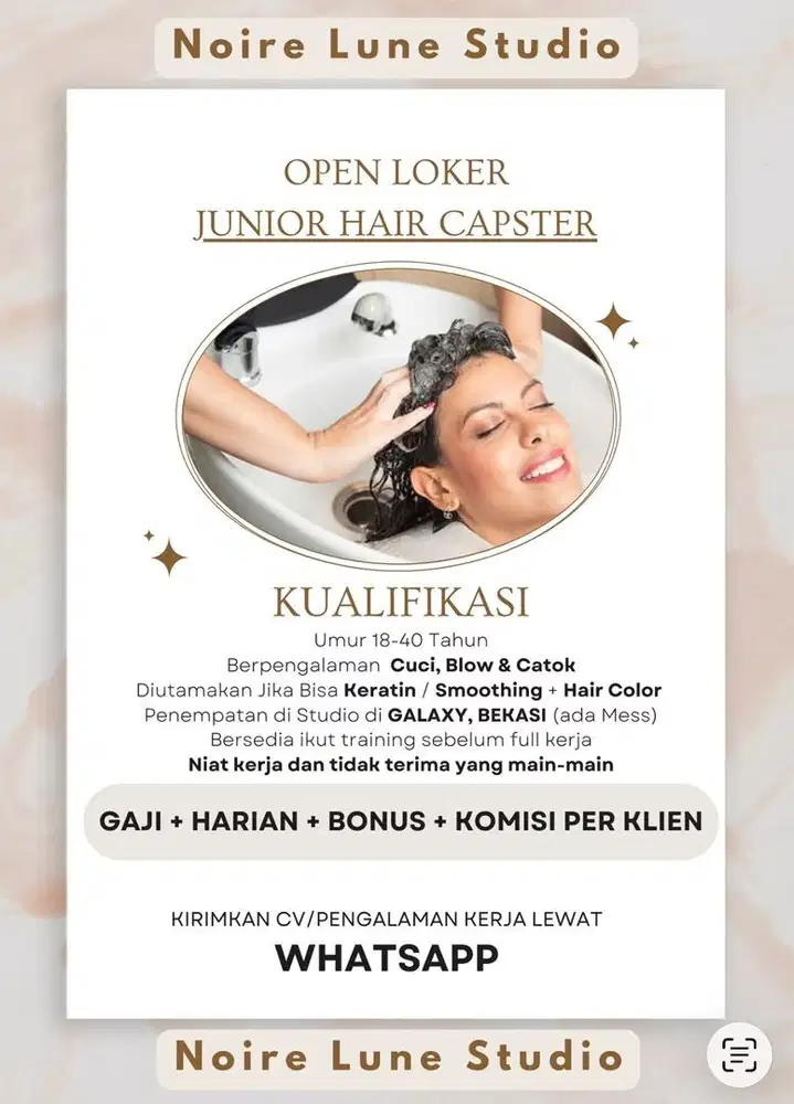 Lowongan Kerja Junior Hair Capster Terapis Loker
