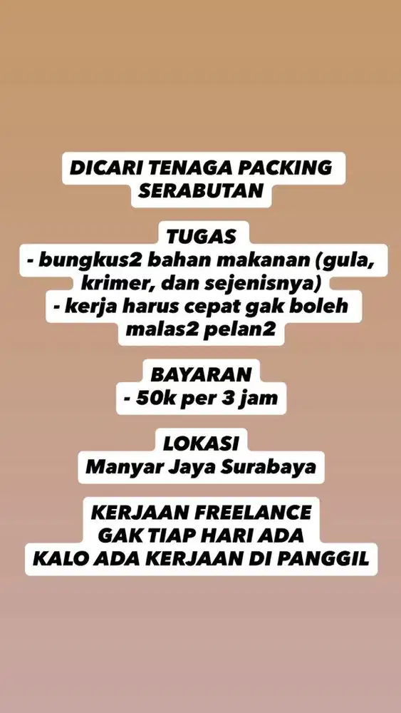Tukang Packing Bubuk Makanan