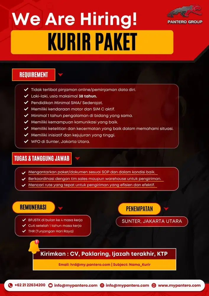 LOWONGAN KURIR PAKET (SUNTER)
