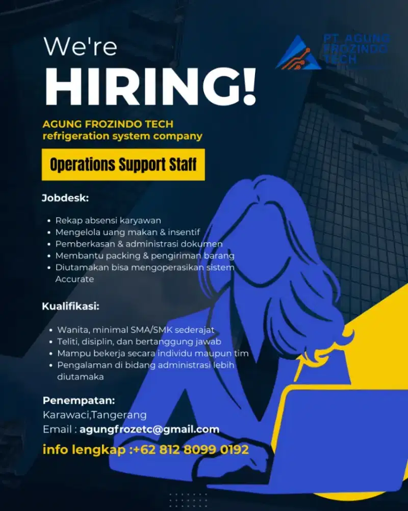Dibutuhkan segera Admin Warehouse