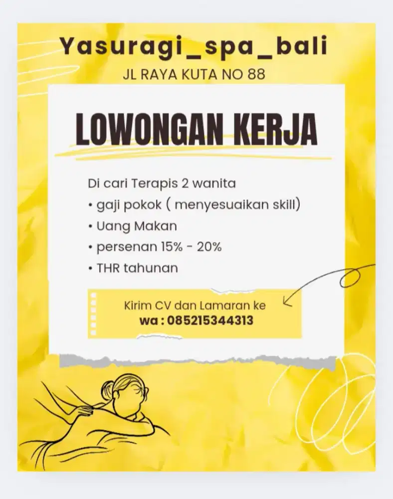 Di cari 2 terapis wanita