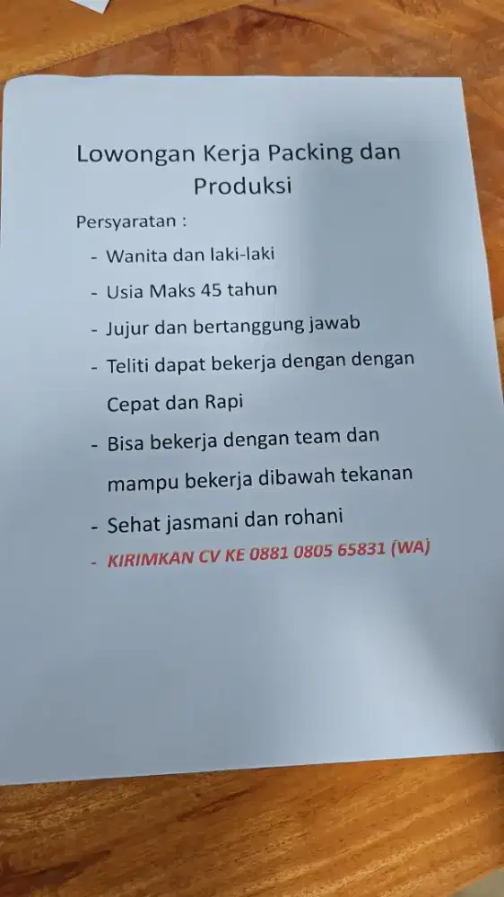 Lowongan kerja produksi jas hujan