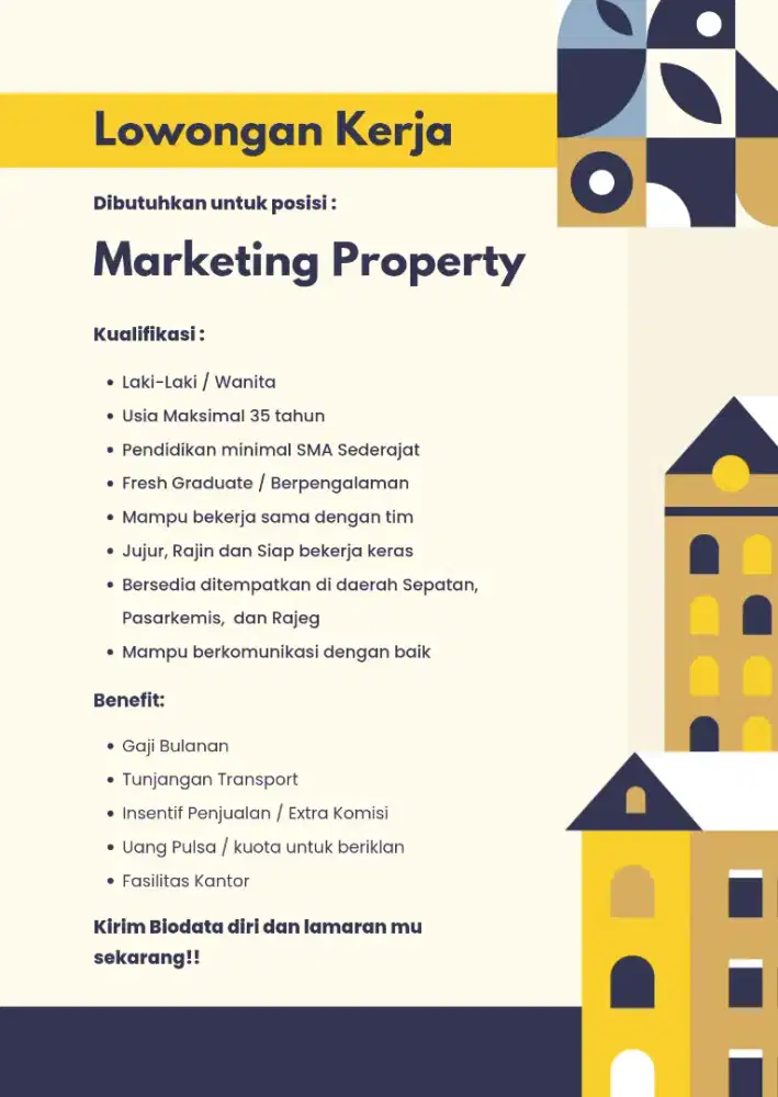 Dibutuhkan Segera Sales Marketing Property