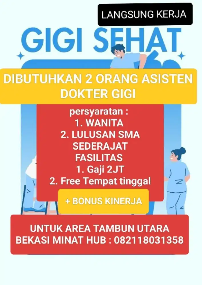 DICARI SEGERA ASISTEN DOKTER GIGI WANITA