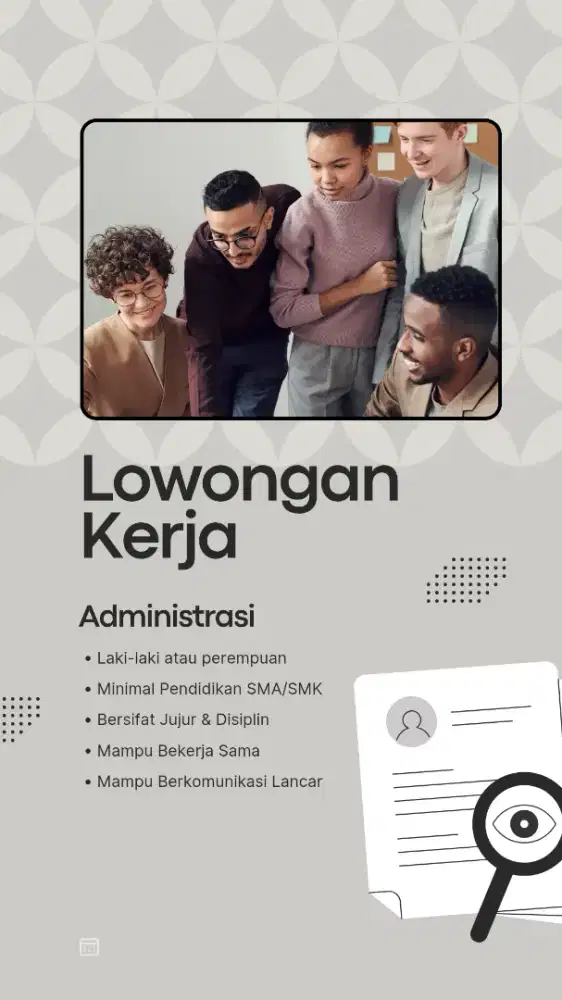 DI BUTUHKAN LOWONGAN PEKERJAAN STAFF ADMINISTRASI KANTOR