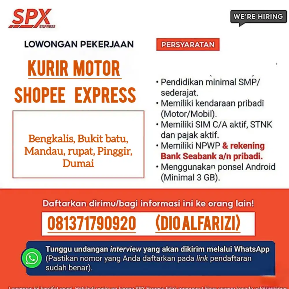 DI BUTUHKAN KURIR MOTOR & DRIVER SHOPEE EXPRESS