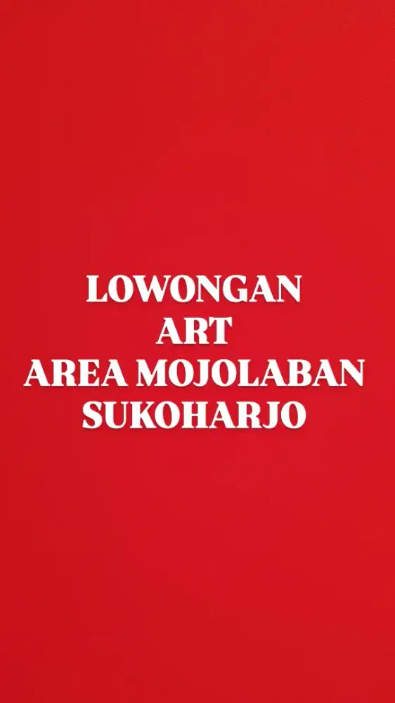 LOWONGAN KERJA ART