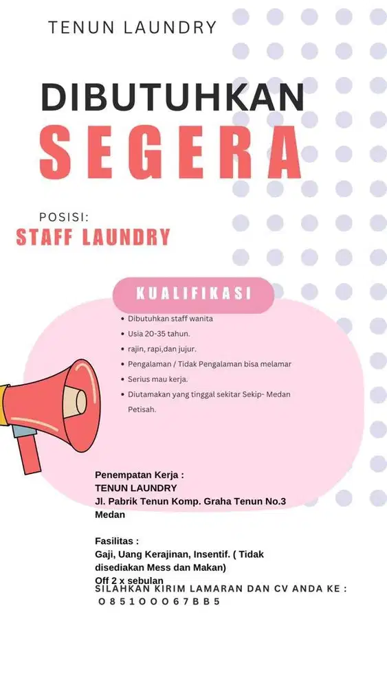 Lowongan kerja staff laundry