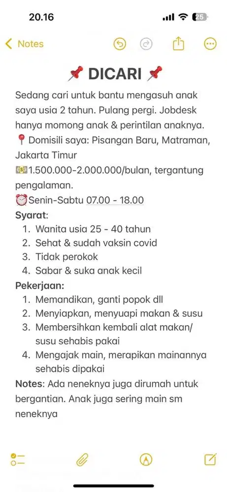 LOWONGAN - ART MOMONG ANAK - PULANG PERGI