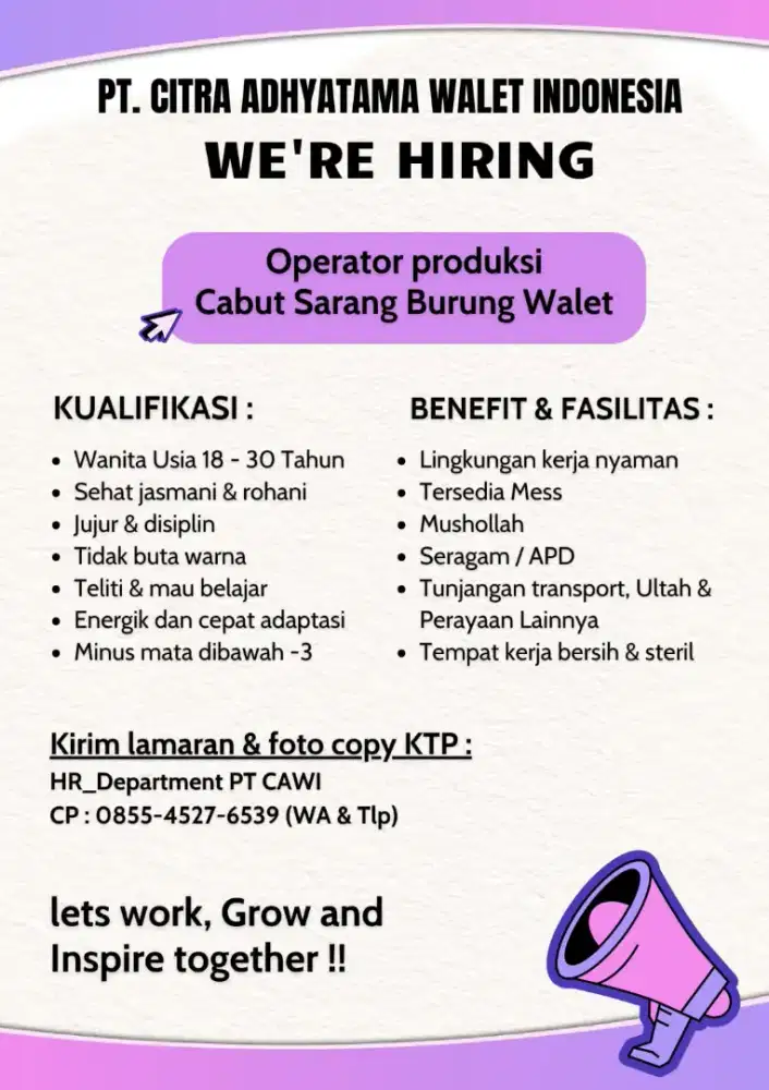 Lowongan kerja operator produksi