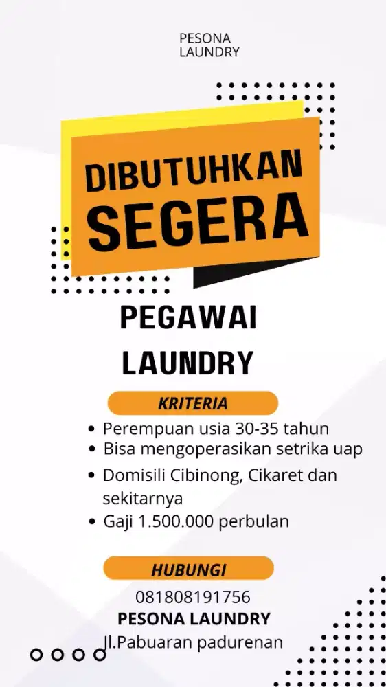 Lowongan Kerja Laundry