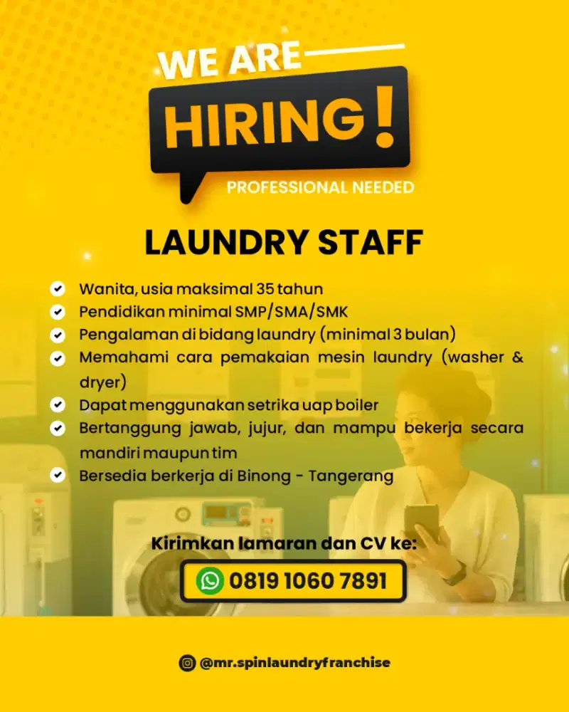 DIBUTUHKAN KARYAWAN LAUNDRY SECEPATNYA