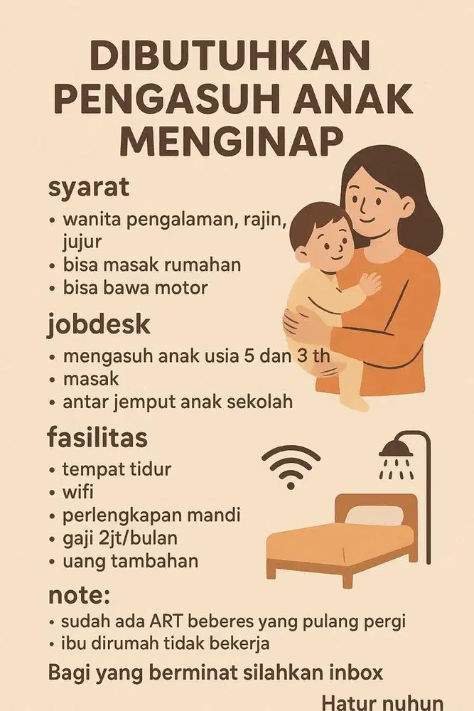 Cari pengasuh anak menginap