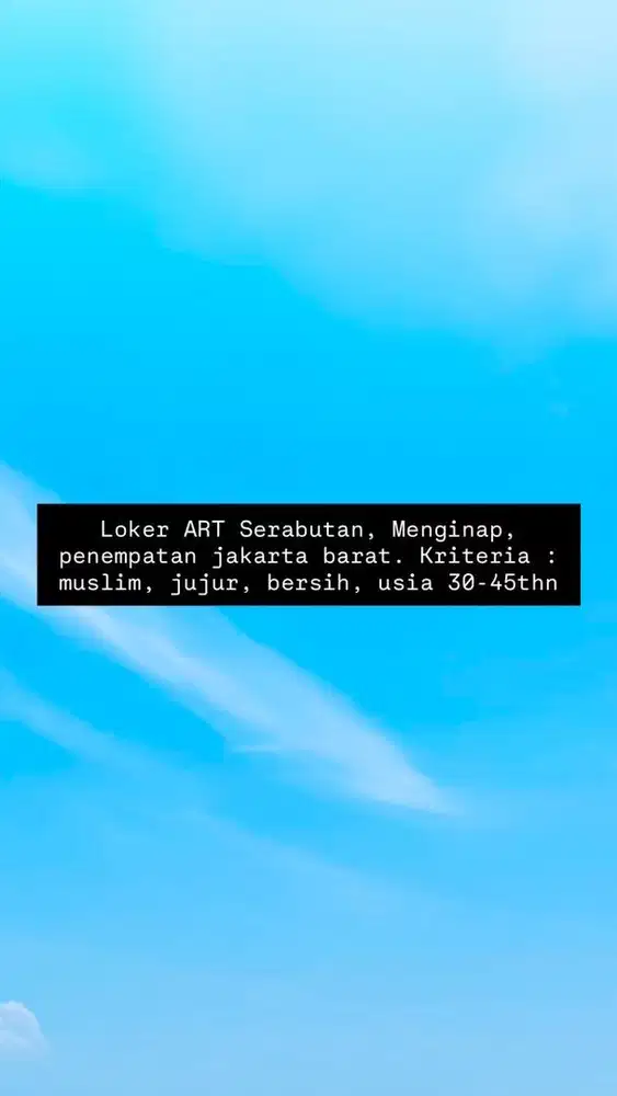 Loker ART Menginap