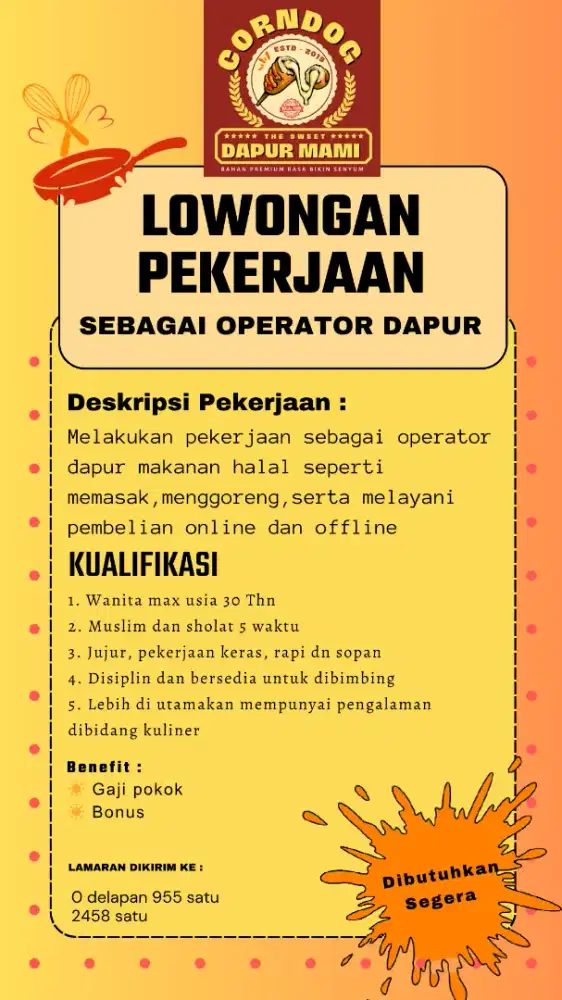 Operator dapur (memasak dan menyajikan)