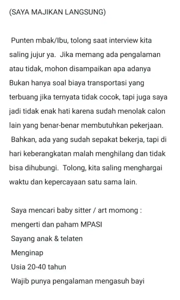 Loker momongan / sus