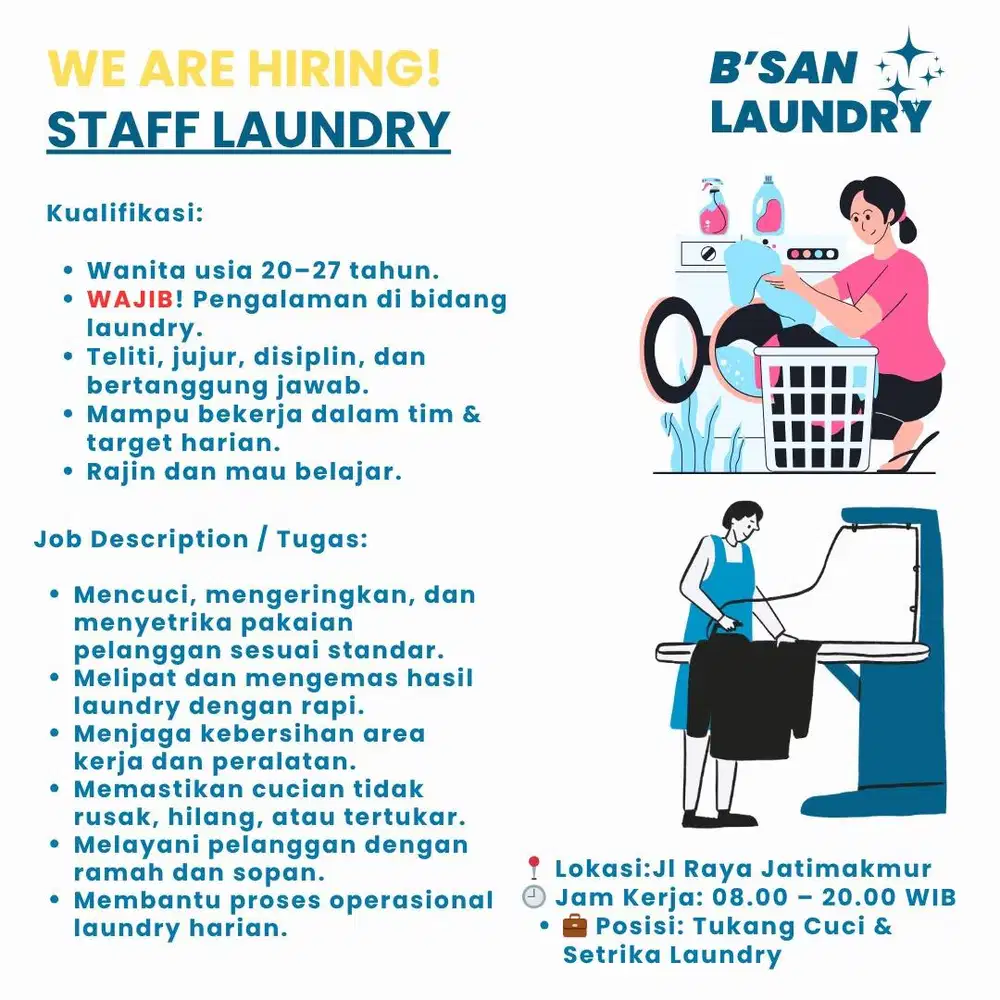 STAFF LAUNDRY berpengalaman