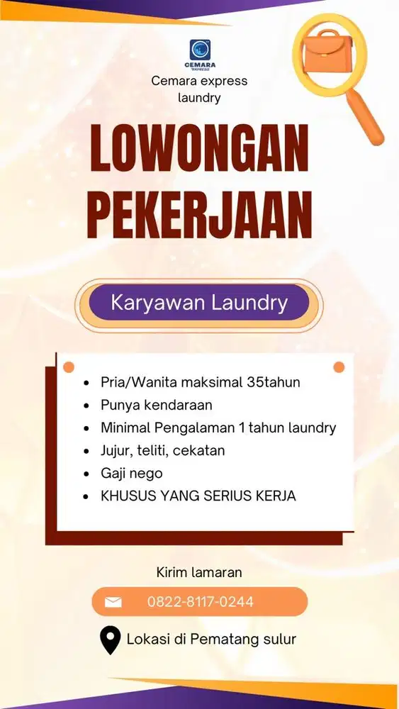 Lowongan karyawan laundry