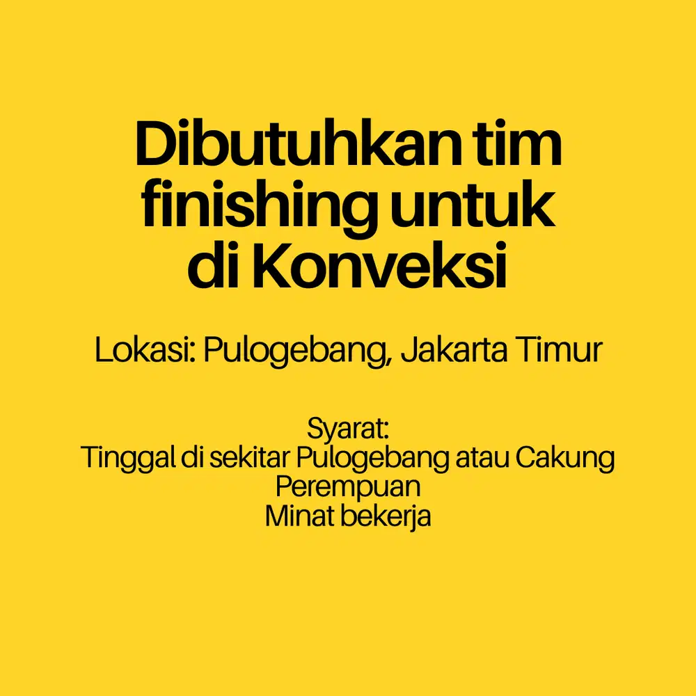 Loker Finishing di Konveksi