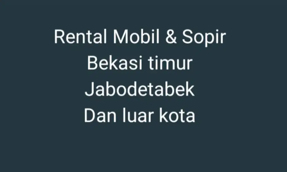 Rental mobil dan sopir Bekasi timur