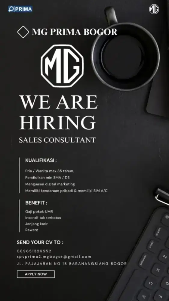 [LOKER] Sales Executive MG Prima Pajajaran, Kota Bogor. BUTUH CEPAT!
