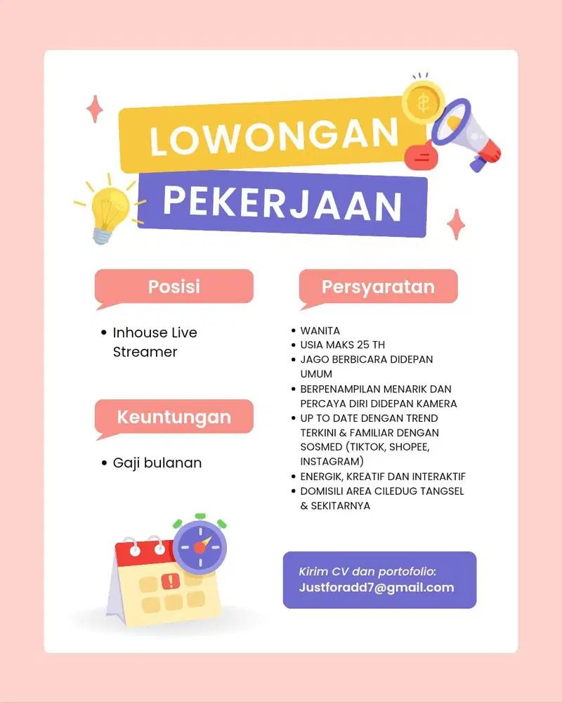 Loker Live Streamer untuk produk Fashion
