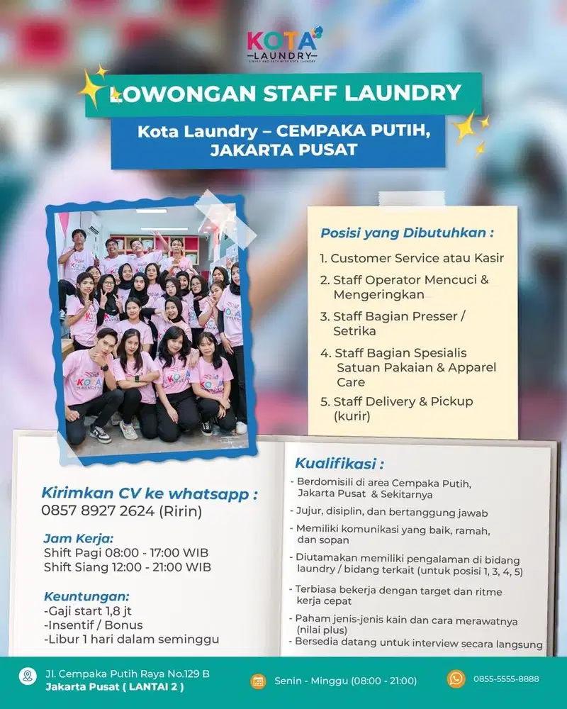 LOWONGAN KERJA STAFF LAUNDRY