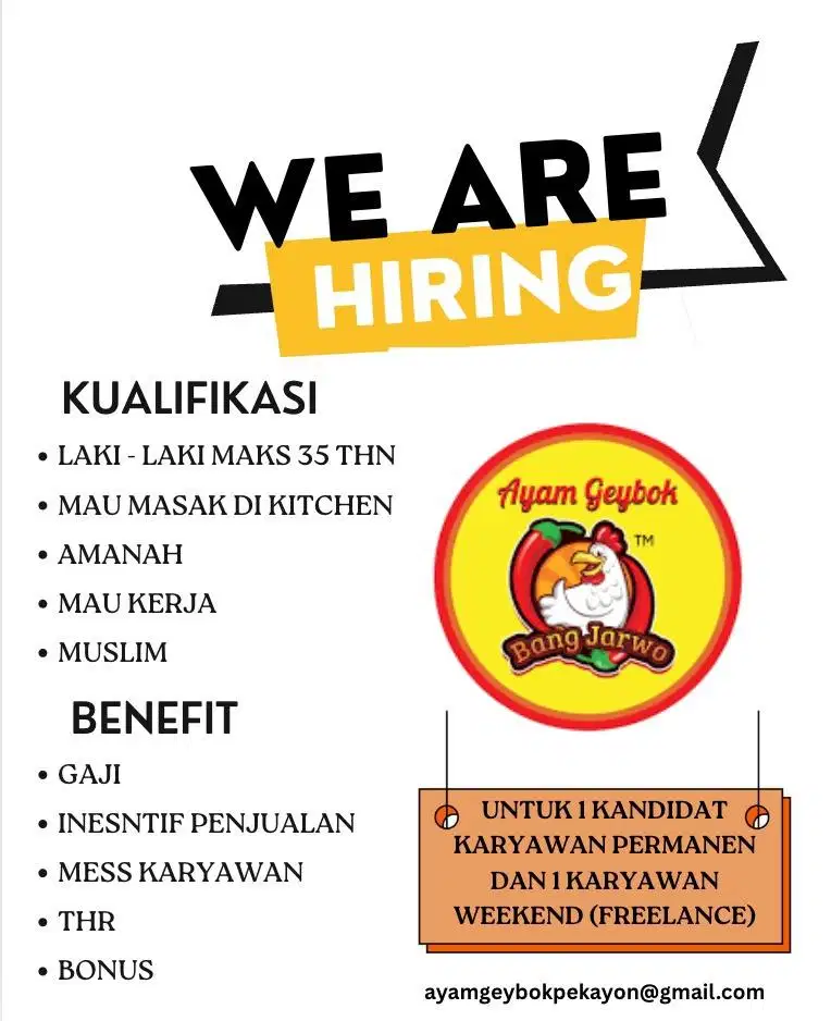 Karyawan Freelance kerja sabtu minggu hanya untuk bantuin kitchen