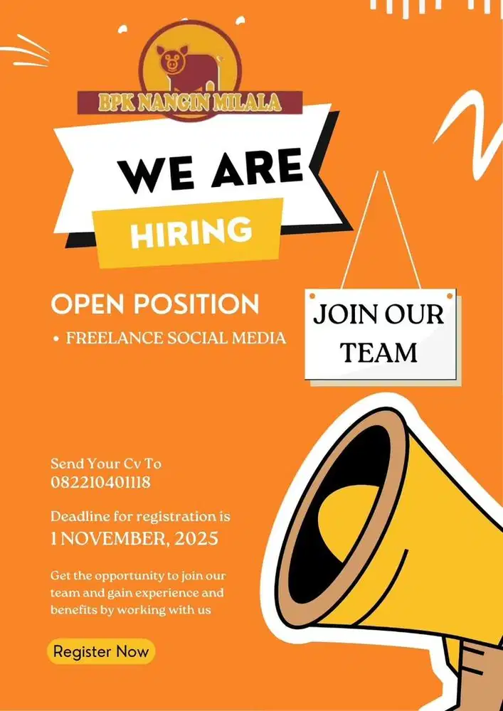 Dibutuhkan tim sosmed Freelance