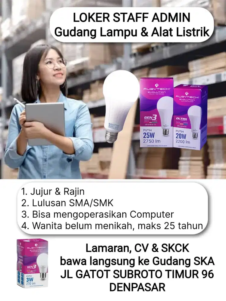 LOKER STAFF ADMIN (Wanita) Temporary