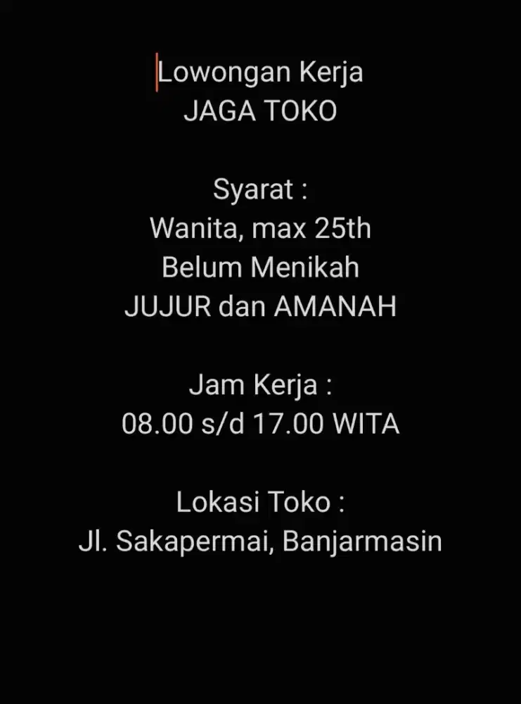 Loker Jaga Toko