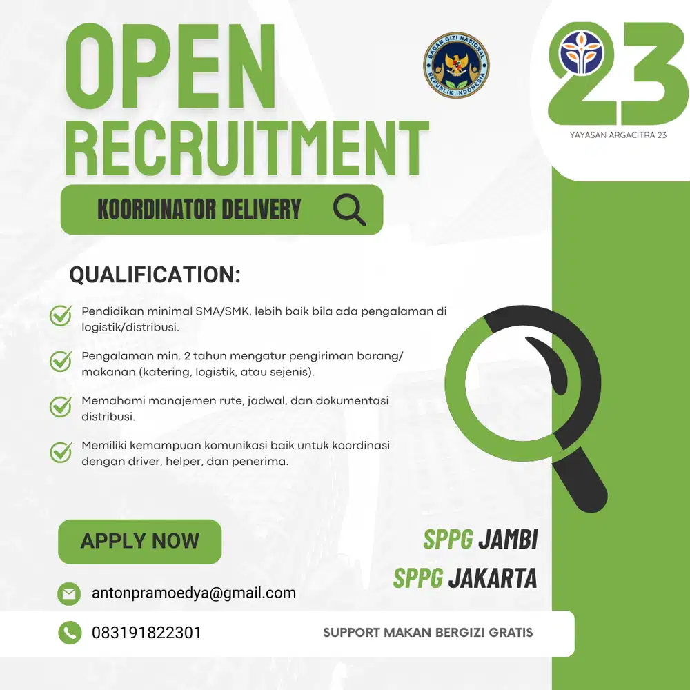 DICARI DRIVER UNTUK DISTRIBUSI PROGRAM MBG