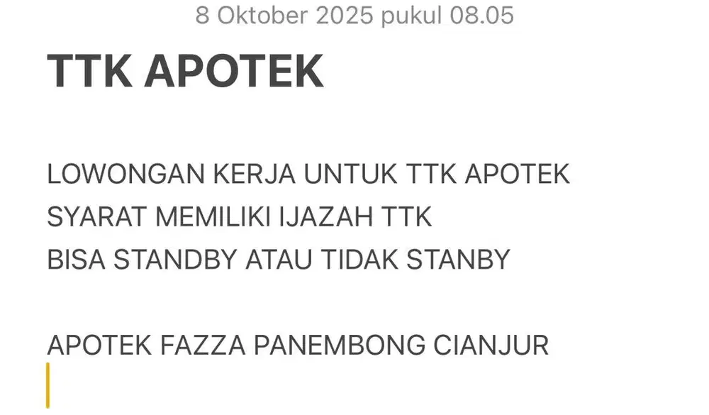 Tenaga Teknik Kefarmasian (TTK) Apotek