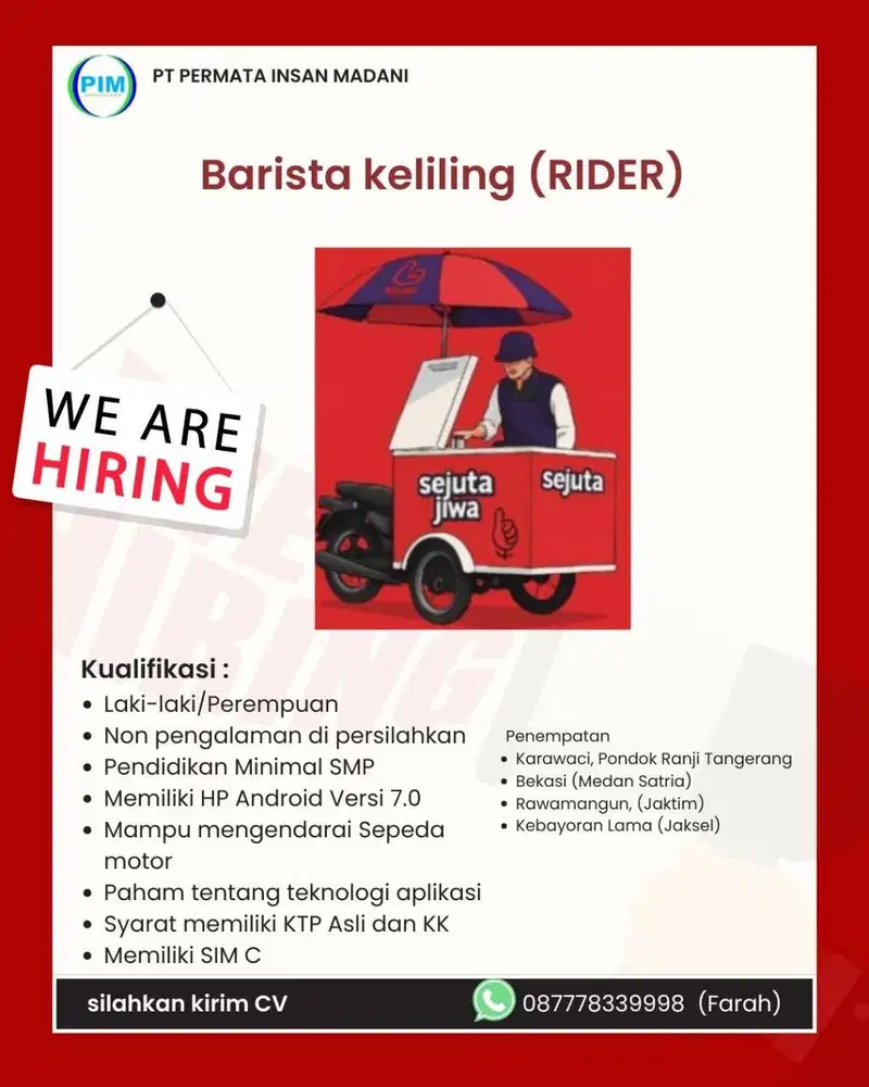 LOWONGAN KERJA BARISTA KELILING