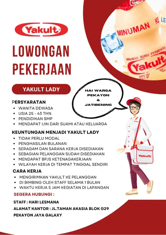 Info lowongan kerja sebagai yakult lady