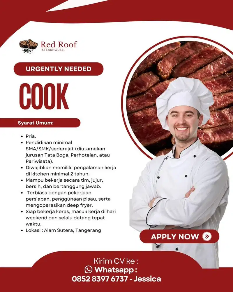 COOK / COOK HELPER ALAM SUTERA