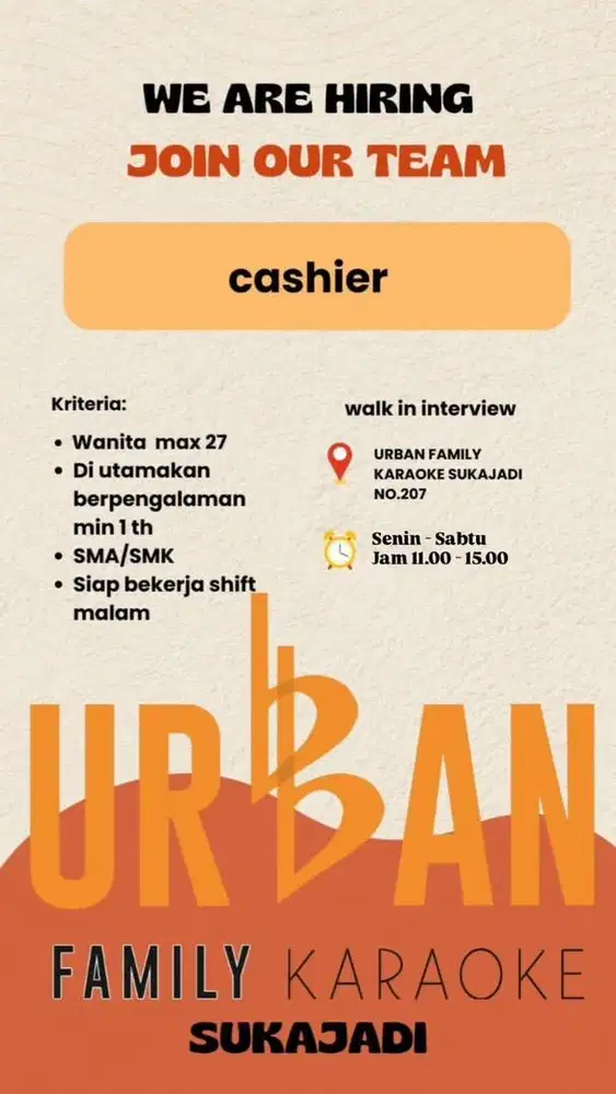 Dicari kasir BERPENGALAMAN