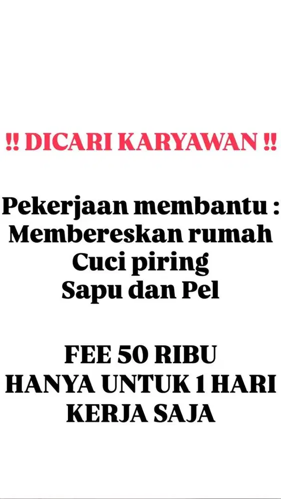 DICARI KARYAWAN WANITA