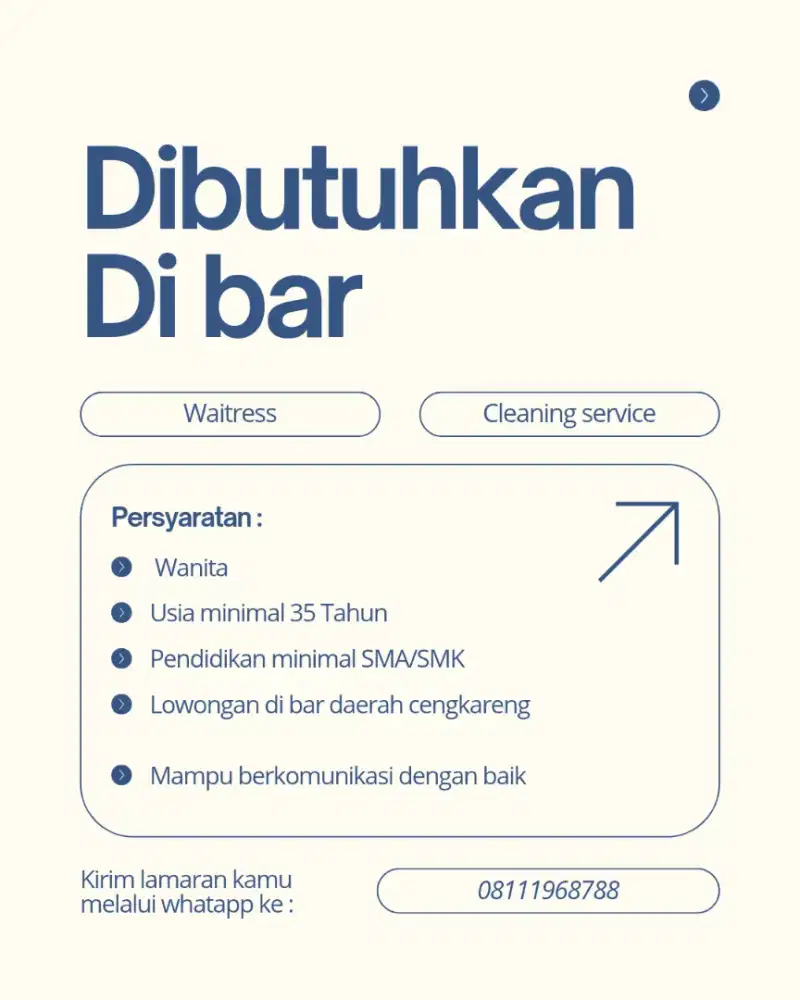 Lowongan di bar daerah cengkareng