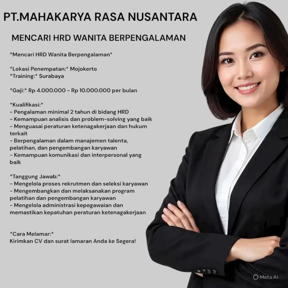 Di butuhkan segera HRD Perusahaan makanan