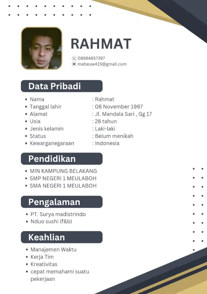 Saya berpengalaman sebagai driver pribadi dan driver operasional